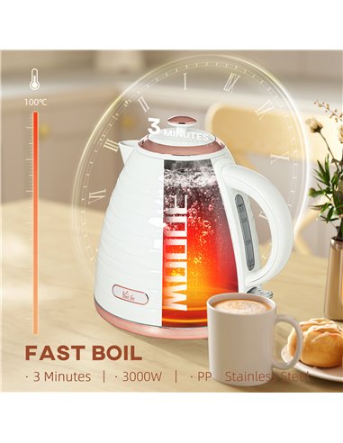 HOMCOM 3kW Rapid Boil Honeycomb Kettle - Cream 800-207V70CW