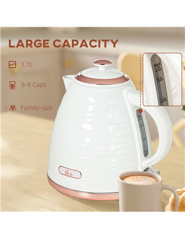 HOMCOM 3kW Rapid Boil Honeycomb Kettle - Cream 800-207V70CW