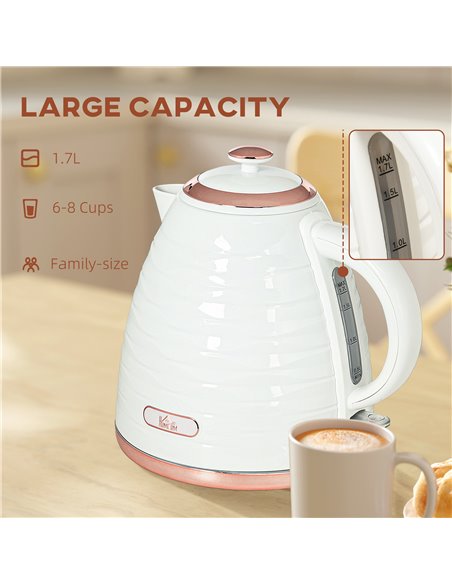 HOMCOM 3kW Rapid Boil Honeycomb Kettle - Cream 800-207V70CW - pic 107607 | FastDaddyshop