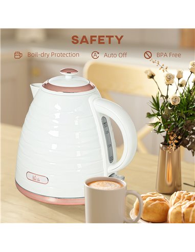 HOMCOM 3kW Rapid Boil Honeycomb Kettle - Cream 800-207V70CW