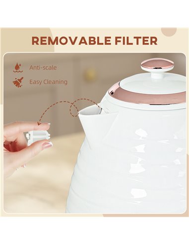 HOMCOM 3kW Rapid Boil Honeycomb Kettle - Cream 800-207V70CW