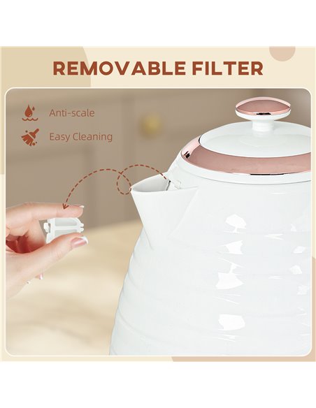 HOMCOM 3kW Rapid Boil Honeycomb Kettle - Cream 800-207V70CW - pic 107609 | FastDaddyshop