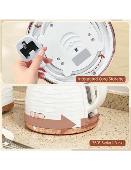 HOMCOM 3kW Rapid Boil Honeycomb Kettle - Cream 800-207V70CW - pic 107610 | FastDaddyshop