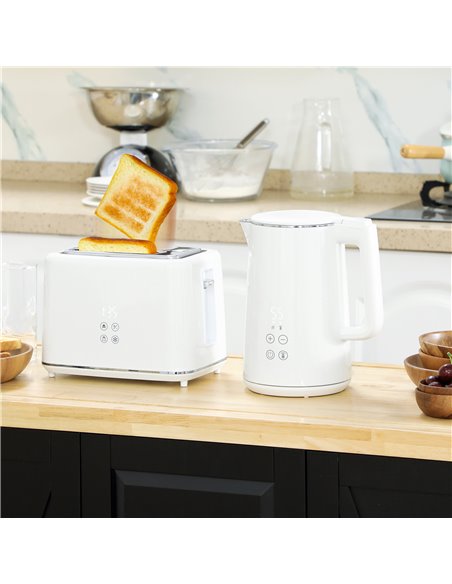 HOMCOM Kettle and Toaster Set, 1.5L 3000W Fast Boil Kettle with Insulation & 2 Slice Toaster Kitchen Set with 7 Level Browning C - pic 107613 | FastDaddyshop