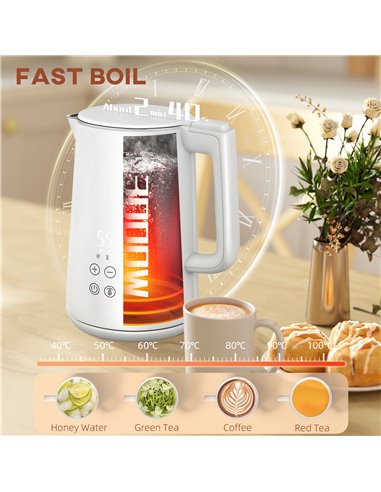 HOMCOM Kettle and Toaster Set, 1.5L 3000W Fast Boil Kettle with Insulation & 2 Slice Toaster Kitchen Set with 7 Level Browning C