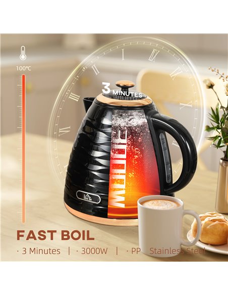 HOMCOM 3kW Rapid Boil Honeycomb Kettle - Black 800-207V70BK - pic 107624 | FastDaddyshop