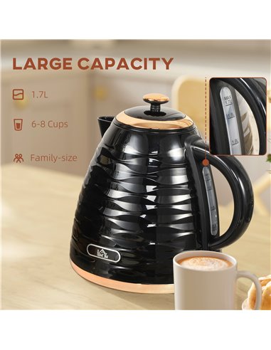 HOMCOM 3kW Rapid Boil Honeycomb Kettle - Black 800-207V70BK
