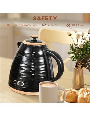 HOMCOM 3kW Rapid Boil Honeycomb Kettle - Black 800-207V70BK