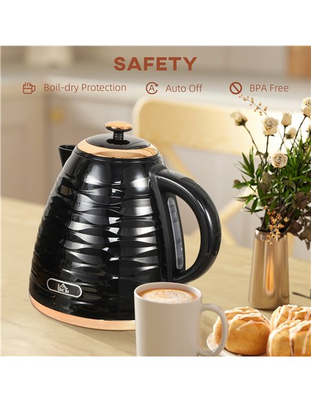 HOMCOM 3kW Rapid Boil Honeycomb Kettle - Black 800-207V70BK - pic 107626 | FastDaddyshop