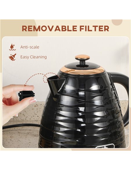 HOMCOM 3kW Rapid Boil Honeycomb Kettle - Black 800-207V70BK - pic 107627 | FastDaddyshop