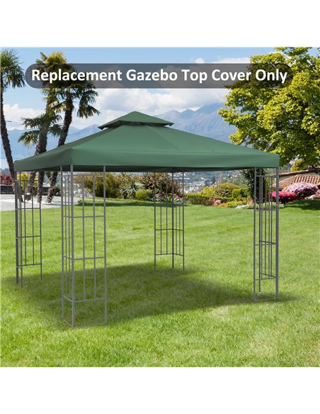 Outsunny 3 x 3 m Gazebo Top Cover Double Tier Canopy Replacement Pavilion Roof Dark Green - pic 10764 | FastDaddyshop