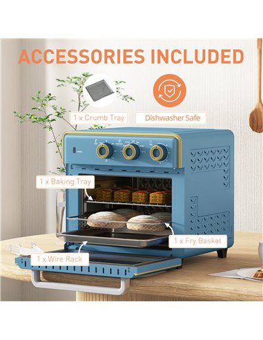 HOMCOM 20L 90-230℃ Mini Electric Oven - Blue 800-152V70BU