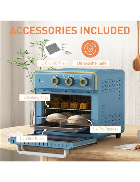 HOMCOM 20L 90-230℃ Mini Electric Oven - Blue 800-152V70BU - pic 107653 | FastDaddyshop