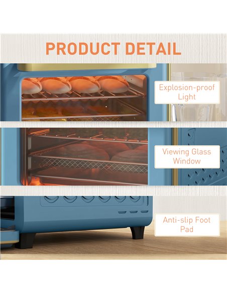 HOMCOM 20L 90-230℃ Mini Electric Oven - Blue 800-152V70BU - pic 107655 | FastDaddyshop