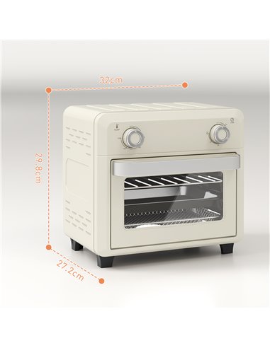 HOMCOM 10L Air Fryer Oven, Mini Oven, Oil Free Cooking, Grill, Roast, Bake, with Adjustable Temperature, Timer, Touch Screen, Di