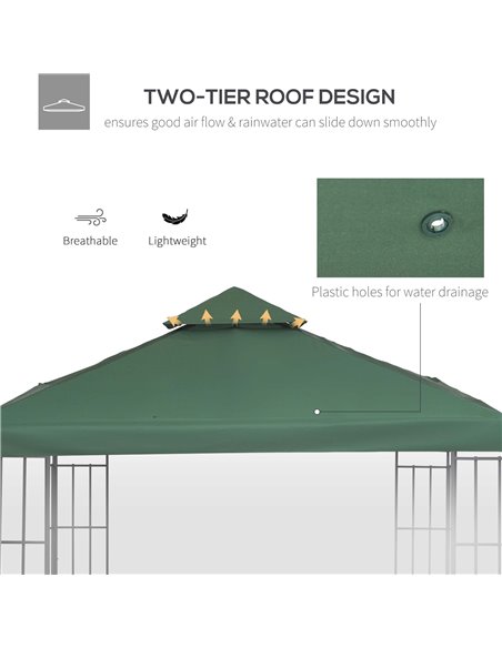 Outsunny 3 x 3 m Gazebo Top Cover Double Tier Canopy Replacement Pavilion Roof Dark Green - pic 10766 | FastDaddyshop