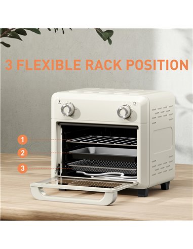 HOMCOM 10L Air Fryer Oven, Mini Oven, Oil Free Cooking, Grill, Roast, Bake, with Adjustable Temperature, Timer, Touch Screen, Di