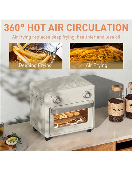 HOMCOM 10L Air Fryer Oven, Mini Oven, Oil Free Cooking, Grill, Roast, Bake, with Adjustable Temperature, Timer, Touch Screen, Di - pic 107663 | FastDaddyshop