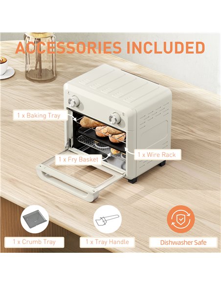HOMCOM 10L Air Fryer Oven, Mini Oven, Oil Free Cooking, Grill, Roast, Bake, with Adjustable Temperature, Timer, Touch Screen, Di - pic 107664 | FastDaddyshop