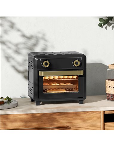 HOMCOM 10L Air Fryer Oven, Mini Oven, Oil Free Cooking, Grill, Roast, Bake, with Adjustable Temperature, Timer, Touch Screen, Di