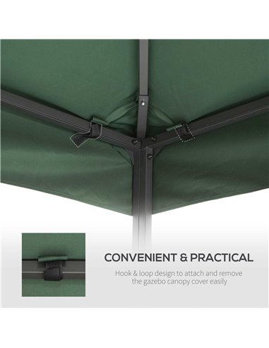Outsunny 3 x 3 m Gazebo Top Cover Double Tier Canopy Replacement Pavilion Roof Dark Green
