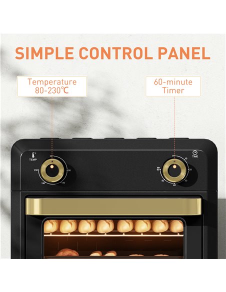 HOMCOM 10L Air Fryer Oven, Mini Oven, Oil Free Cooking, Grill, Roast, Bake, with Adjustable Temperature, Timer, Touch Screen, Di - pic 107671 | FastDaddyshop
