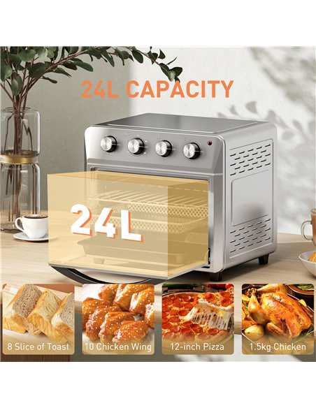 HOMCOM 24L Air Fryer Oven, Mini Oven, Oil Free Cooking, Grill, Roast, Bake, with Adjustable Temperature, Timer, Touch Screen, Di - pic 107678 | FastDaddyshop