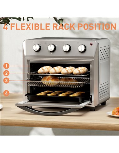 HOMCOM 24L Air Fryer Oven, Mini Oven, Oil Free Cooking, Grill, Roast, Bake, with Adjustable Temperature, Timer, Touch Screen, Di