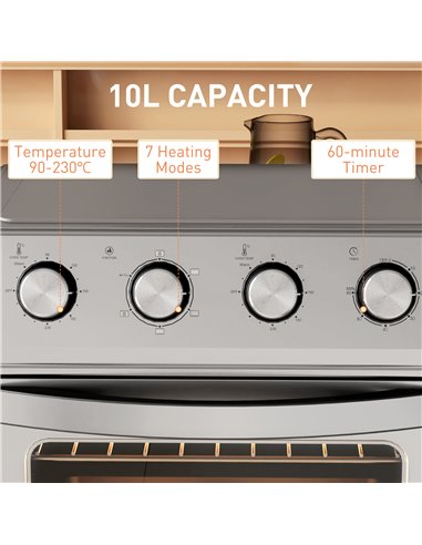 HOMCOM 24L Air Fryer Oven, Mini Oven, Oil Free Cooking, Grill, Roast, Bake, with Adjustable Temperature, Timer, Touch Screen, Di