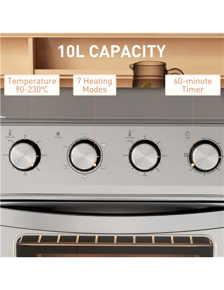HOMCOM 24L Air Fryer Oven, Mini Oven, Oil Free Cooking, Grill, Roast, Bake, with Adjustable Temperature, Timer, Touch Screen, Di - pic 107680 | FastDaddyshop