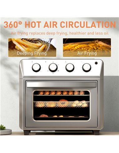 HOMCOM 24L Air Fryer Oven, Mini Oven, Oil Free Cooking, Grill, Roast, Bake, with Adjustable Temperature, Timer, Touch Screen, Di