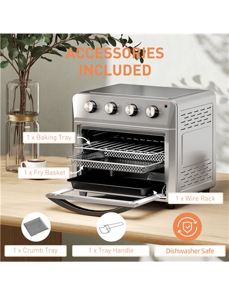 HOMCOM 24L Air Fryer Oven, Mini Oven, Oil Free Cooking, Grill, Roast, Bake, with Adjustable Temperature, Timer, Touch Screen, Di - pic 107682 | FastDaddyshop