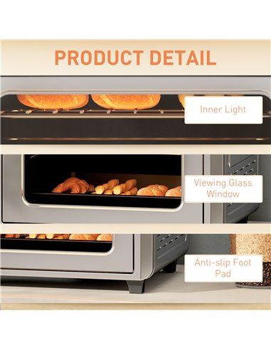 HOMCOM 24L Air Fryer Oven, Mini Oven, Oil Free Cooking, Grill, Roast, Bake, with Adjustable Temperature, Timer, Touch Screen, Di