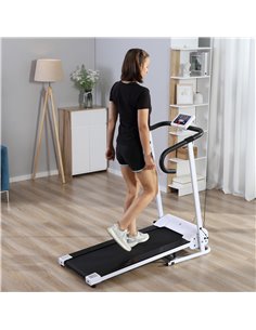HOMCOM 1.25HP Motorised Electric Treadmill, 10km/h Folding Running Machine, Gym Fitness Exercise with LCD Monitor, White A90-001 2