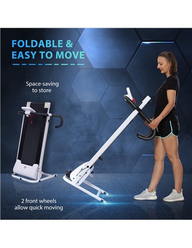 HOMCOM 1.25HP Motorised Electric Treadmill, 10km/h Folding Running Machine, Gym Fitness Exercise with LCD Monitor, White A90-001