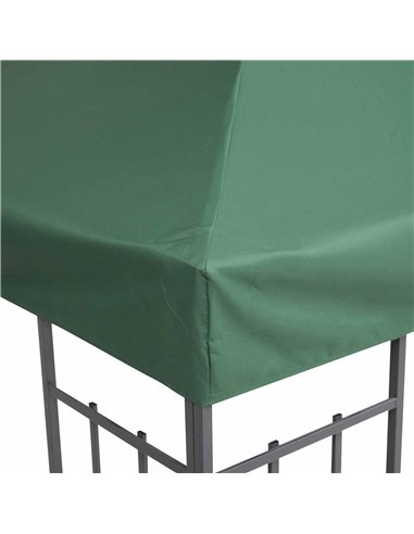 Outsunny 3 x 3 m Gazebo Top Cover Double Tier Canopy Replacement Pavilion Roof Dark Green