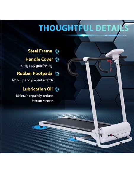 HOMCOM 1.25HP Motorised Electric Treadmill, 10km/h Folding Running Machine, Gym Fitness Exercise with LCD Monitor, White A90-001 - pic 107690 | FastDaddyshop