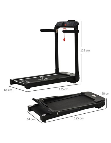 HOMCOM 600W Foldable Steel Motorised Treadmill Running Machine w/ LCD Monitor Black A90-203V70
