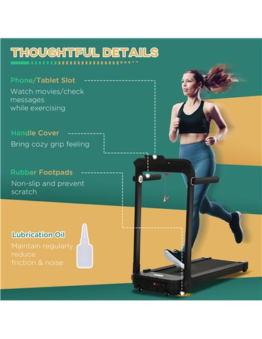 HOMCOM 600W Foldable Steel Motorised Treadmill Running Machine w/ LCD Monitor Black A90-203V70