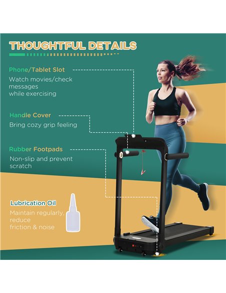 HOMCOM 600W Foldable Steel Motorised Treadmill Running Machine w/ LCD Monitor Black A90-203V70 - pic 107697 | FastDaddyshop