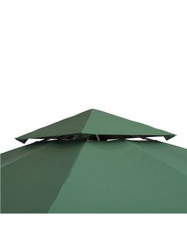 Outsunny 3 x 3 m Gazebo Top Cover Double Tier Canopy Replacement Pavilion Roof Dark Green