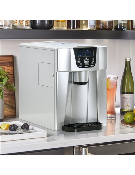 HOMCOM Ice Maker Machine and Water Dispenser, Counter Top Ice Cube Maker for Home with 3L Tank, Adjustable Cube Size, 9 Ice Cube - pic 107712 | FastDaddyshop