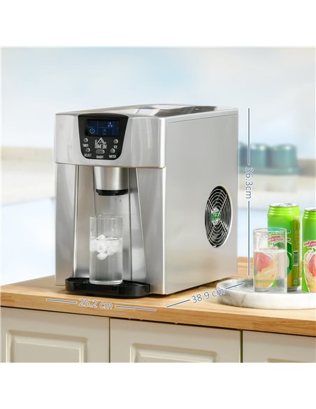 HOMCOM Ice Maker Machine and Water Dispenser, Counter Top Ice Cube Maker for Home with 3L Tank, Adjustable Cube Size, 9 Ice Cube - pic 107713 | FastDaddyshop