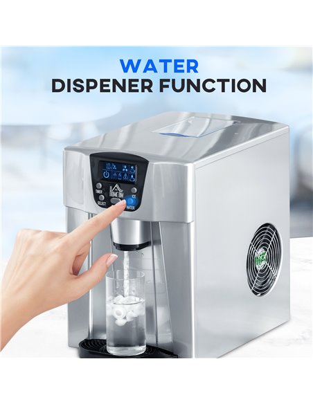 HOMCOM Ice Maker Machine and Water Dispenser, Counter Top Ice Cube Maker for Home with 3L Tank, Adjustable Cube Size, 9 Ice Cube - pic 107715 | FastDaddyshop