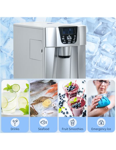 HOMCOM Ice Maker Machine and Water Dispenser, Counter Top Ice Cube Maker for Home with 3L Tank, Adjustable Cube Size, 9 Ice Cube - pic 107717 | FastDaddyshop