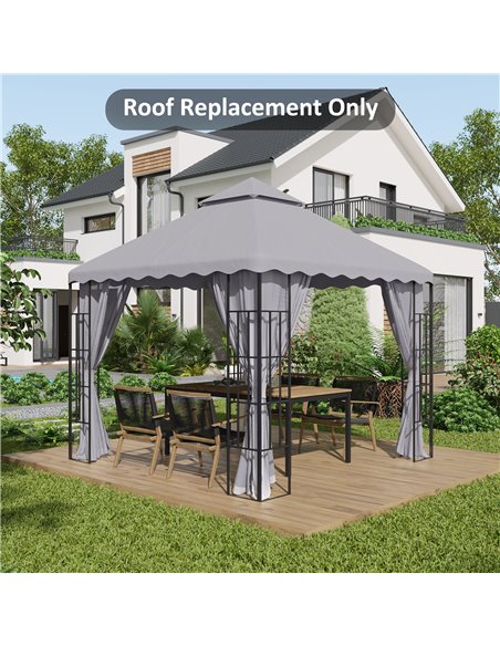 Outsunny 3 x 3 (m) Gazebo Canopy Replacement Covers, 2-Tier Gazebo Roof Replacement (TOP ONLY), Light Grey - pic 10772 | FastDaddyshop