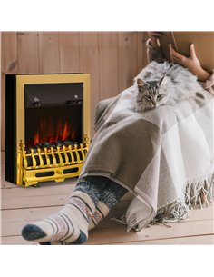 HOMCOM Electric Fireplace LED Light Complete Fire Place Heating Indoor Heater Coal Burning Flame Effect Heat 2000W Max 820-042 2