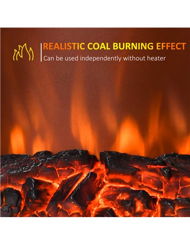HOMCOM Electric Fireplace LED Light Complete Fire Place Heating Indoor Heater Coal Burning Flame Effect Heat 2000W Max 820-042