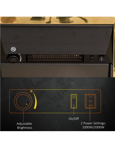 HOMCOM Electric Fireplace LED Light Complete Fire Place Heating Indoor Heater Coal Burning Flame Effect Heat 2000W Max 820-042