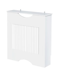HOMCOM Painted MDF Radiator Cover Heater Cabinet Modern Slatted Home Furniture Living Room Bedroom Worktop White 82H x 78W x 19D